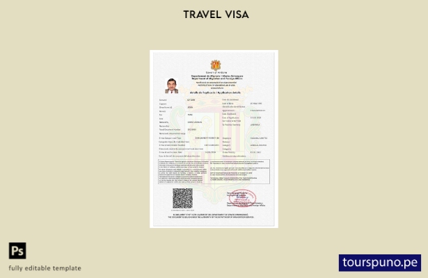 Plantilla de visa electrónica para Andorra lista para imprimir